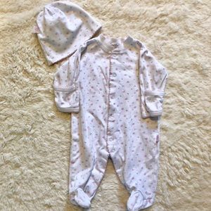 Kissy Kissy Hearts Footie & Hat Newborn Set